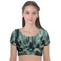 Underwater Coral Life Velvet Short Sleeve Crop Top  View1