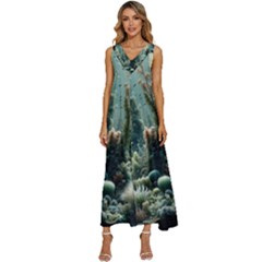 Underwater Coral Life V-neck Sleeveless Loose Fit Overalls by Apenda