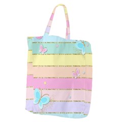 Pastel, Butterfly, Spring, Stripes, Giant Grocery Tote by kyorashop23