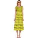 Fern Pattern 2 Yellow V-Neck Drawstring Shoulder Sleeveless Maxi Dress View1