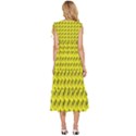 Fern Pattern 2 Yellow V-Neck Drawstring Shoulder Sleeveless Maxi Dress View4