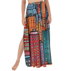 City New York Nyc Skyscraper Skyline Downtown Night Business Urban Travel Landmark Building Architec Maxi Chiffon Tie-up Sarong by Posterlux