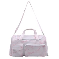 Pink Marble, Gold, Marble, Pattern, Pink, Rose Sports Gym Duffle Bag With Shoe Compartment