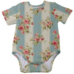 Stripes, Rose,  Texture, Flower, Paper Baby Short Sleeve Bodysuit