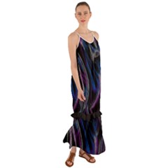 Multicolored Abstract Dynamic Shapes Print Cami Maxi Ruffle Chiffon Dress