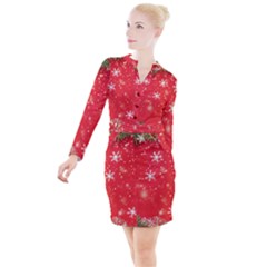 Christmas Ornament Button Long Sleeve Dress by Salmanaz77