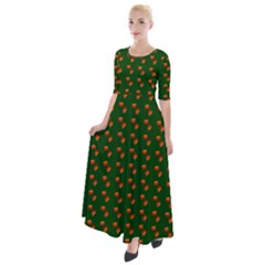 Kawaii Pumpkin Patt Green Half Sleeves Maxi Dress by snowwhitegirl