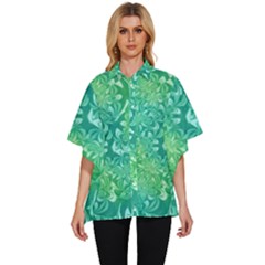 Retro Flower Pattern Design Batik Women s Batwing Button Up Shirt