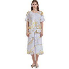 Marble Pattern Women s Cotton Short Sleeve Nightgown by Posterlux