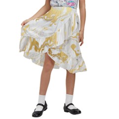 Marble Pattern Kids  Ruffle Flared Wrap Midi Skirt by Posterlux