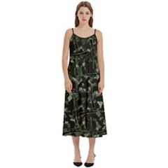 Precision Pursuit: Hunting Motif Camouflage Pattern Casual Spaghetti Strap Midi Dress by dflcprintsclothing