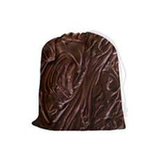 Chocolate Texture, Dark Chocolate Background Drawstring Pouch (large)