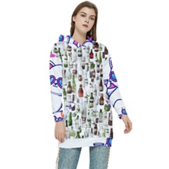 Bottle Chic Print Patterns Women s Long Oversized Pullover Hoodie by BellaVistaTshirt02