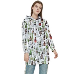 Bottle Chic Print Patterns Women s Long Oversized Pullover Hoodie by BellaVistaTshirt02