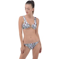 Bottle Chic Print Patterns Ring Detail Crop Bikini Set