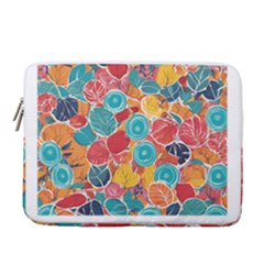 Floral And Leaves Pattern 14  Vertical Laptop Sleeve Case With Pocket