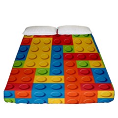 Lego Bricks, Colorful Dots Background Fitted Sheet (california King Size)