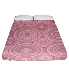 Pink Retro Texture With Circles, Retro Circles Background, Fitted Sheet (king Size)