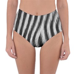 Zebra Texture, Zebra Wool, White Black Background Reversible High-waist Bikini Bottoms