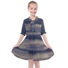 Twilight Serenade Print Kids  All Frills Chiffon Dress by dflcprintsclothing