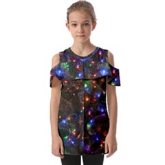 Christmas Lights Fold Over Open Sleeve Top by Apen