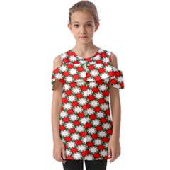 Christmas Star Red Green Fold Over Open Sleeve Top by anzea