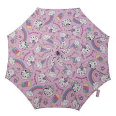 Beautiful Cute Animals Pattern Pink Hook Handle Umbrellas (medium) by Grandong