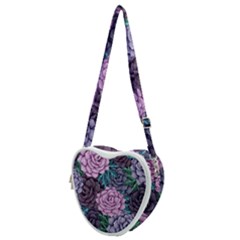 Purple Rose Retro Floral Flower Heart Shoulder Bag