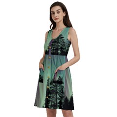 Silhouette Of Aurora Borealis Sleeveless Dress With Pocket by Bedest