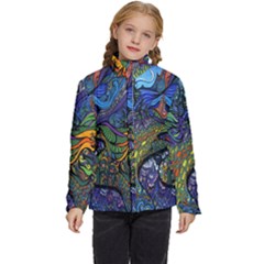 Psychedelic Digital Art Artwork Landscape Colorful Kids  Puffer Bubble Jacket Coat by Bedest