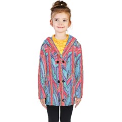 Artistic Psychedelic Hippie Peace Sign Trippy Kids  Double Breasted Button Coat by Bedest