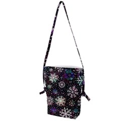 Shiny Winter Snowflake Abstract Christmas Cold Crystal December Folding Shoulder Bag by Bedest