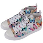 Butterflies on Women s Mid-Top Canvas Sneakers