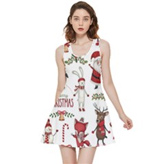 Christmas Characters Pattern, Xmas Backgrounds Inside Out Reversible Sleeveless Dress