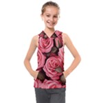 Pink Roses on Kids  Sleeveless Hoodie