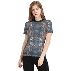 Ornate Baroque Floral Pattern Print Women s Short Sleeve Rash Guard