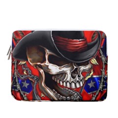 Confederate Flag Usa America United States Csa Civil War Rebel Dixie Military Poster Skull 13  Vertical Laptop Sleeve Case With Pocket by Ket1n9