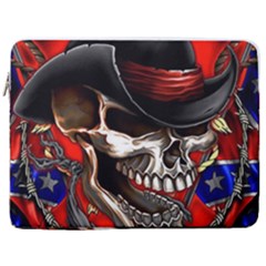 Confederate Flag Usa America United States Csa Civil War Rebel Dixie Military Poster Skull 17  Vertical Laptop Sleeve Case With Pocket by Ket1n9