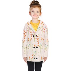 Boho Pattern Berries Flowers Nature Kids  Double Breasted Button Coat by Bedest