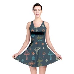 Whimsical Mushrooms Pattern Reversible Skater Dress by Drawde