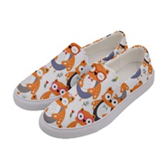 Cute Colorful Owl Cartoon Seamless Pattern Women s Canvas Slip Ons by Apen