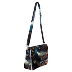 Colorful Peacock Bird Feathers Shoulder Bag With Back Zipper by Apen