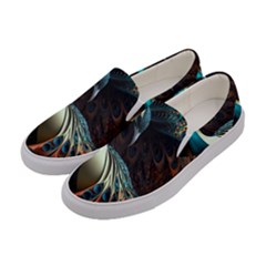 Colorful Peacock Bird Feathers Women s Canvas Slip Ons by Apen