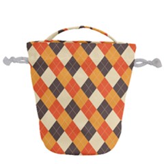 Halloween Argyle Pattern  Drawstring Bucket Bag by Safari