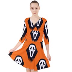 Halloween Party  Quarter Sleeve Front Wrap Dress by Safari