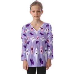 Boo Crew Halloween Season Kids  V Neck Casual Top by Safari