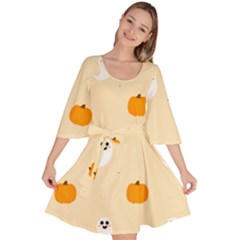 Pumpkin And Boo Crew Halloween  Velour Kimono Dress by Safari