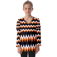 Halloween Wavy 20240926 161241 0000 Kids  V Neck Casual Top by Safari