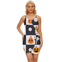 Seamless Halloween Pattern With Smiling Pumpkin 20240926 161714 0000 Wrap Tie Front Dress by Safari