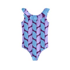 Purple Blue Pattern Kids  Frill Swimsuit by ytdream